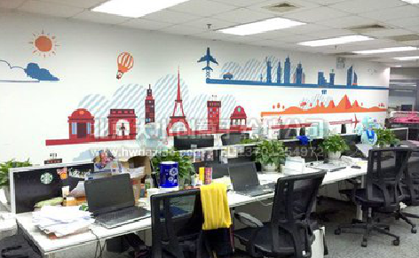 延安教你设计办公室墙绘的方法。