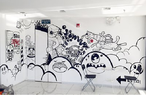 延安手绘墙并非传统涂鸦。